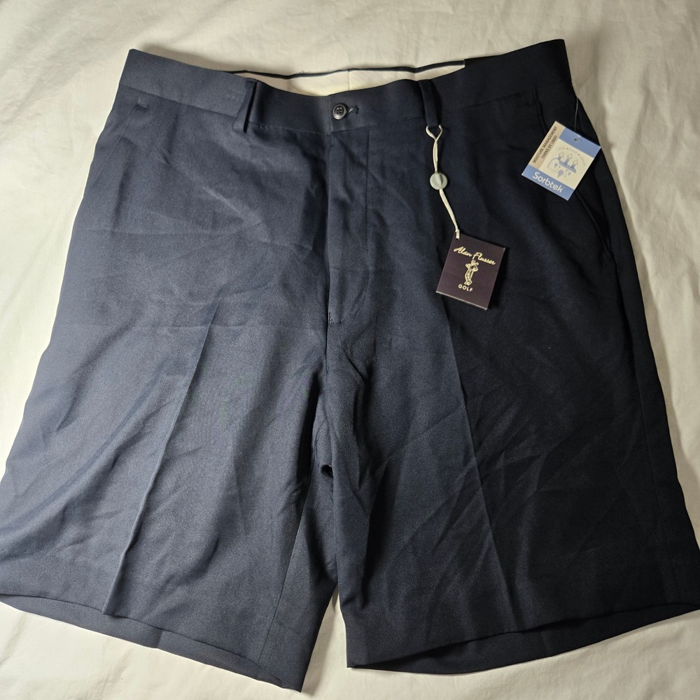 Alan Flusser Golf Mens Shorts Size 36 Navy Blue Sorbtek Moisture Wicking New